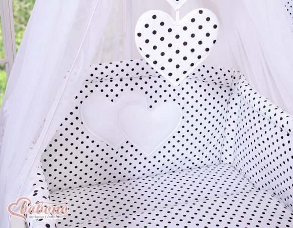 Canopy made of Chiffon- Hanging Hearts black dots on white - Image 6