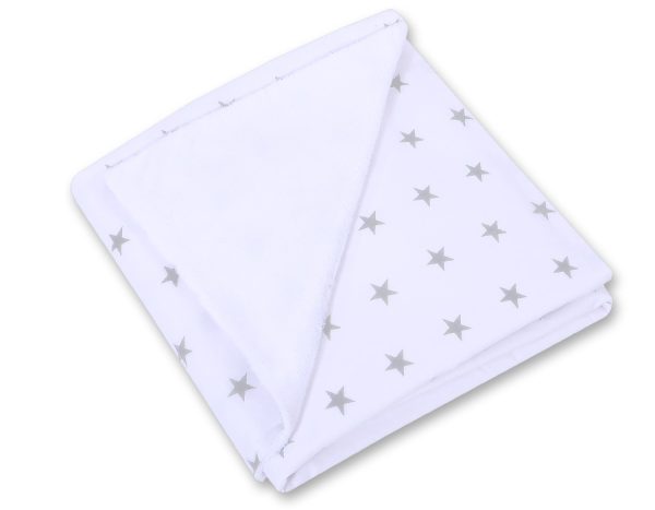 Big double-sided car seat blanket for babies - Grey stars on white - Image 2
