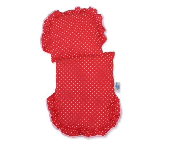 Wicker doll pushchair with red bedding and soft padding - natural - Image 3