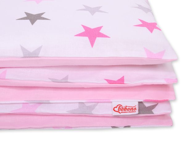 Baby cotton bedding set 2-pcs 120x90 cm- stars gray - pink /pink - Image 2