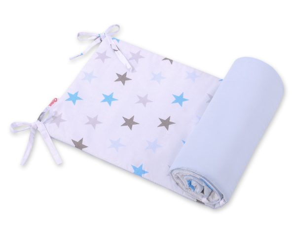 Universal bumper for cot - gray -blue stars