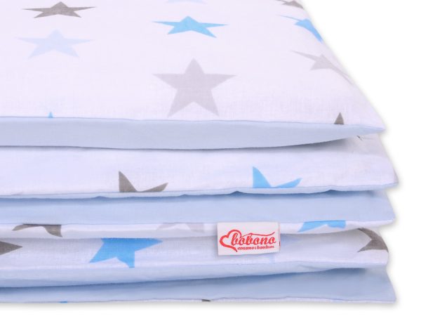 Baby cotton bedding set 2-pcs 120x90 cm- gray -blue stars - Image 2