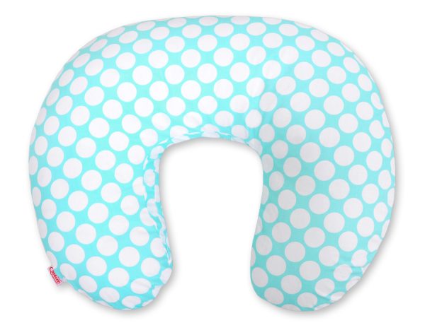 Feeding pillow- turquoise with white dots