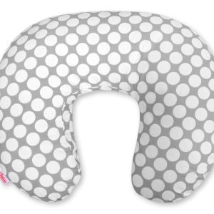 Breastfeeding Pillow Nursing Croissant Pillow, removable, Hands-Free Feeding - grey with white dots