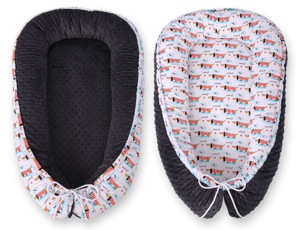 Baby nest double-sided Premium Cocoon for infants BOBONO minky- doggies - Image 2