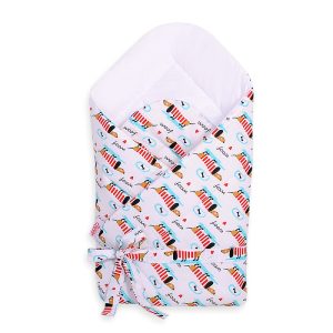 Double-sided baby nest with bow - doggies