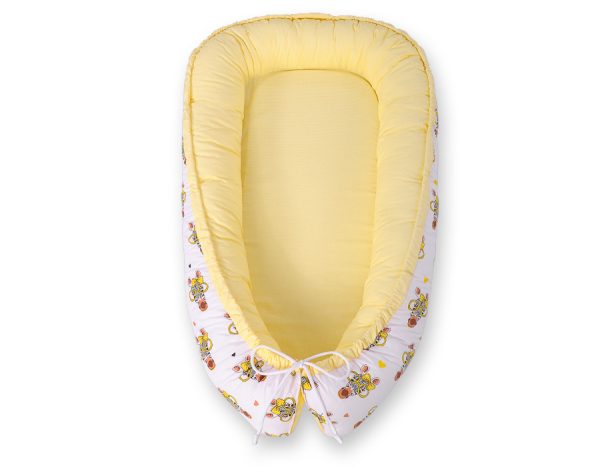 Baby nest double-sided Premium Cocoon for infants BOBONO- yellow zebras - Image 4
