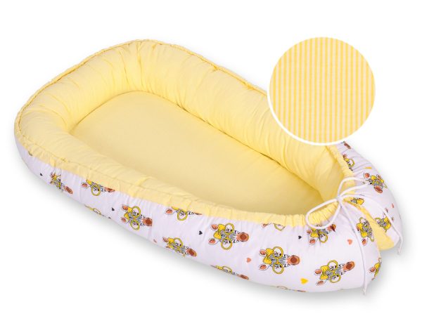 Baby nest double-sided Premium Cocoon for infants BOBONO- yellow zebras - Image 5