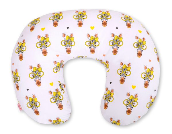 Breastfeeding Pillow Nursing Croissant Pillow, removable, Hands-Free Feeding- yellow zebras
