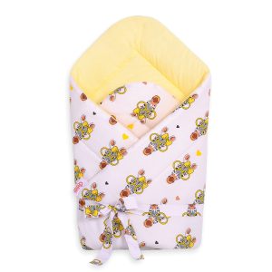 Double-sided baby nest with bow - yellow zebra