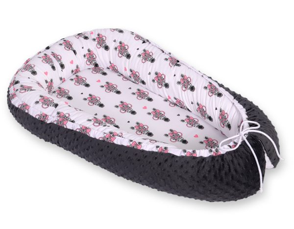 Baby nest double-sided Premium Cocoon for infants BOBONO minky- pink zebras - Image 3