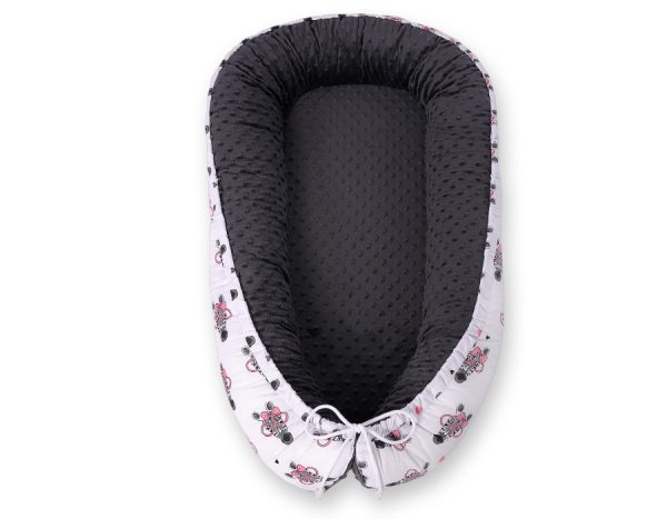 Baby nest double-sided Premium Cocoon for infants BOBONO minky- pink zebras - Image 4