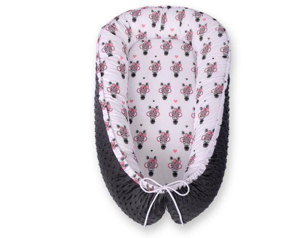 Baby nest double-sided Premium Cocoon for infants BOBONO minky- pink zebras - Image 5