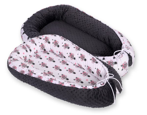 Baby nest double-sided Premium Cocoon for infants BOBONO minky- pink zebras - Image 6