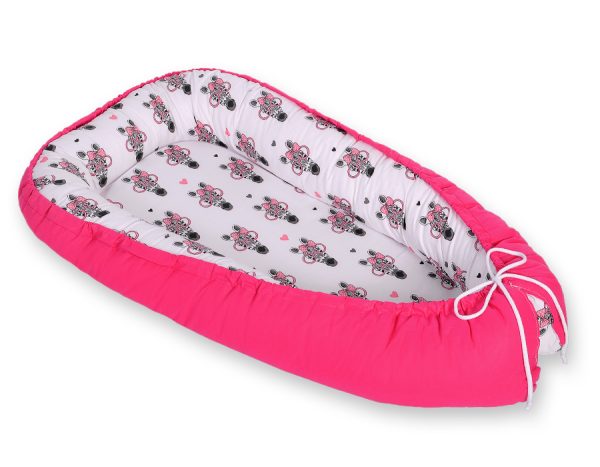 Baby nest double-sided Premium Cocoon for infants BOBONO- pink zebras - Image 2