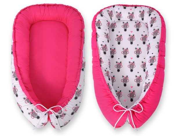 Baby nest double-sided Premium Cocoon for infants BOBONO- pink zebras - Image 3