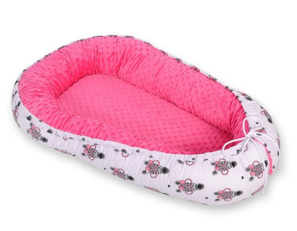 Baby nest double-sided Premium Cocoon for infants BOBONO minky- pink zebras - Image 5