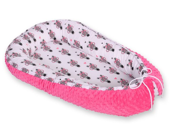 Baby nest double-sided Premium Cocoon for infants BOBONO minky- pink zebras - Image 4