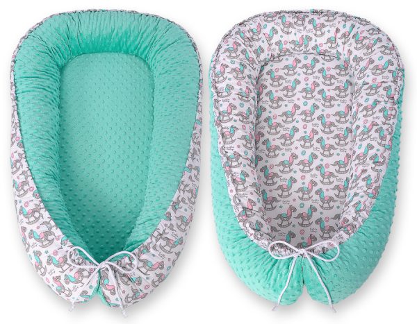 Baby nest double-sided Premium Cocoon for infants BOBONO minky- rocking horses - Image 2