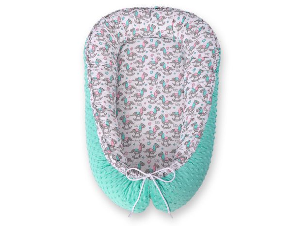 Baby nest double-sided Premium Cocoon for infants BOBONO minky- rocking horses - Image 5