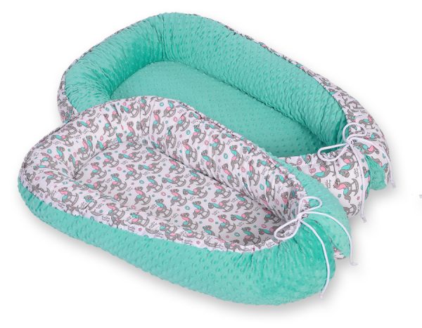 Baby nest double-sided Premium Cocoon for infants BOBONO minky- rocking horses - Image 6