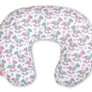 Breastfeeding Pillow Nursing Croissant Pillow, removable, Hands-Free Feeding- rocking horses