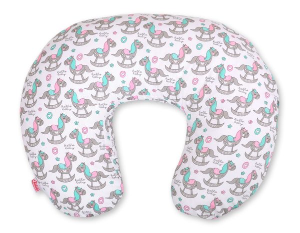 Breastfeeding Pillow Nursing Croissant Pillow, removable, Hands-Free Feeding- rocking horses