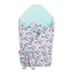 Double-sided baby nest with bow - rocking horses