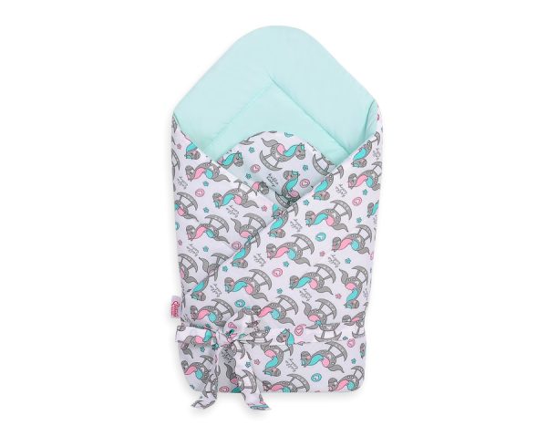 Double-sided baby nest with bow - rocking horses