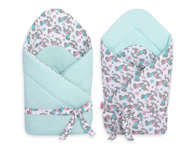 Double-sided baby nest with bow - rocking horses - Image 2