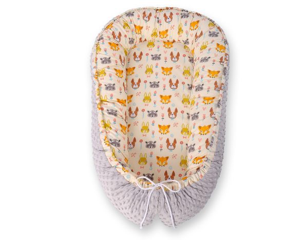 Baby nest double-sided Premium Cocoon for infants BOBONO minky- cream animals - Image 5