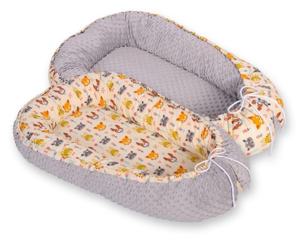 Baby nest double-sided Premium Cocoon for infants BOBONO minky- cream animals - Image 6