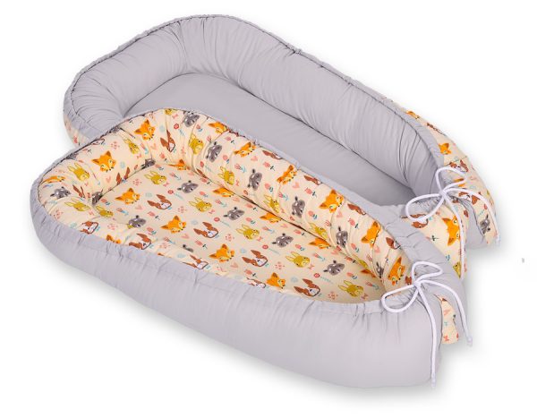 Baby nest double-sided Premium Cocoon for infants BOBONO- cream animals - Image 4