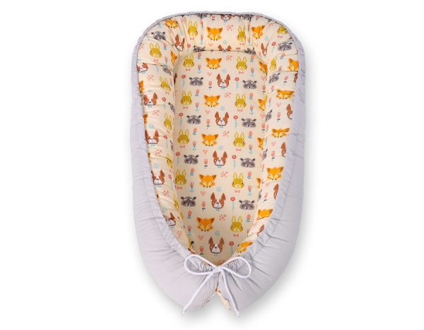Baby nest double-sided Premium Cocoon for infants BOBONO- cream animals - Image 5
