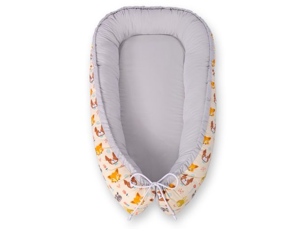 Baby nest double-sided Premium Cocoon for infants BOBONO- cream animals - Image 6