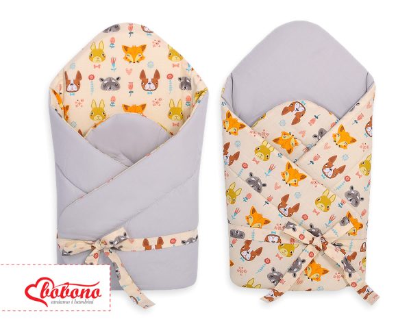 Baby nest 2in1 with stiffening with bow - cream animals - Image 3