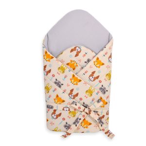 Baby nest 2in1 with stiffening with bow - cream animals