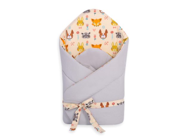 Baby nest 2in1 with stiffening with bow - cream animals - Image 4