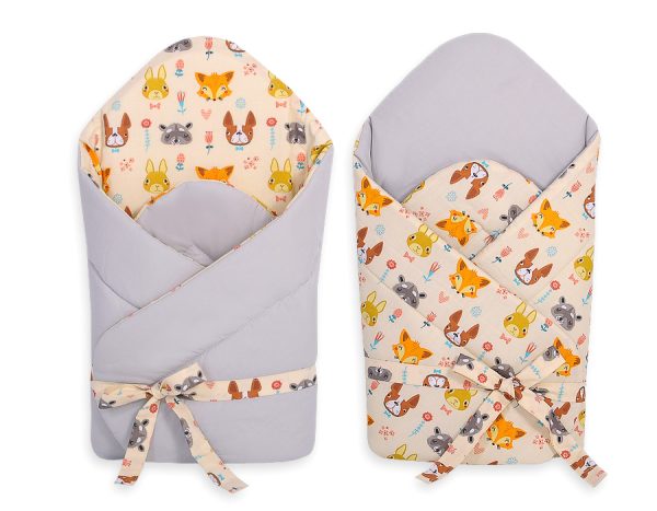 Baby nest 2in1 with stiffening with bow - cream animals - Image 5