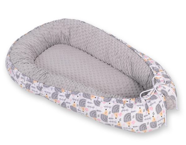 Baby nest double-sided Premium Cocoon for infants BOBONO minky- hedgehogs grey - Image 5