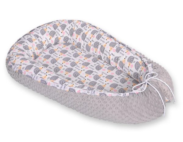Baby nest double-sided Premium Cocoon for infants BOBONO minky- hedgehogs grey - Image 4