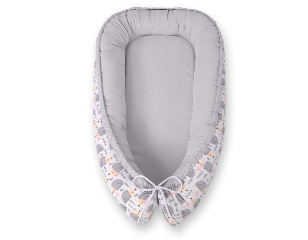 Baby nest double-sided Premium Cocoon for infants BOBONO- hedgehogs grey - Image 5