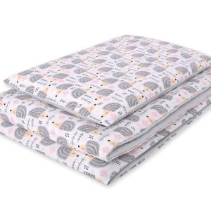 Baby cotton bedding set 2-pcs 135x100 cm- hedgehogs grey