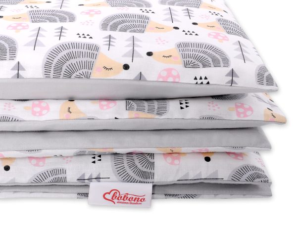 Baby cotton bedding set 2-pcs 120x90 cm- hedgehogs grey - Image 2