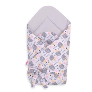 Double-sided baby nest with bow - hedgehogs grey