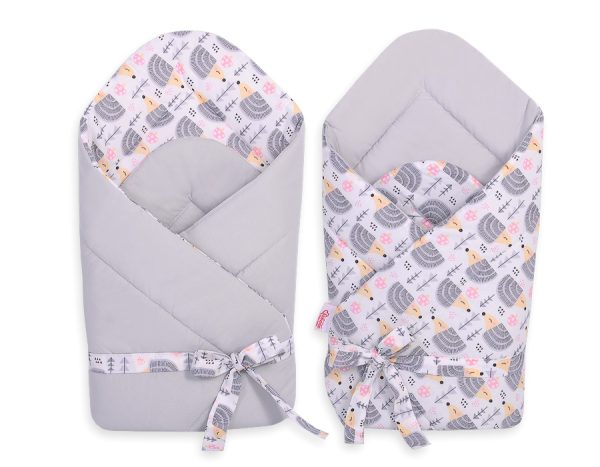 Double-sided baby nest with bow - hedgehogs grey - Image 2