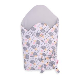 Baby nest 2in1 with stiffening with bow- hedgehogs grey