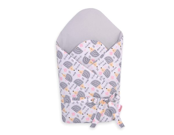 Baby nest 2in1 with stiffening with bow- hedgehogs grey