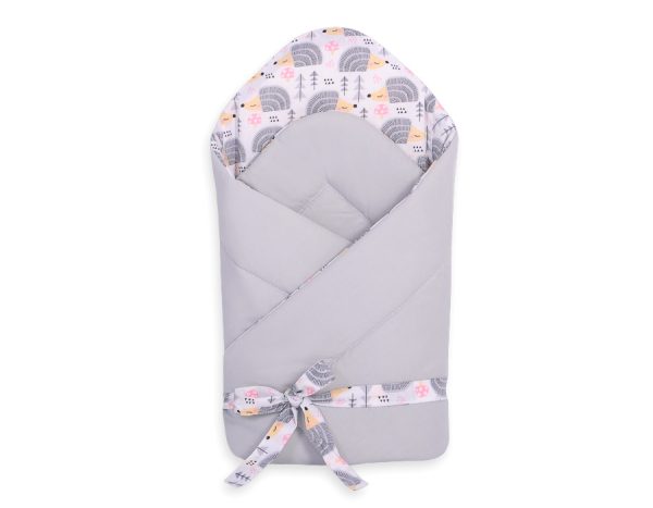 Baby nest 2in1 with stiffening with bow- hedgehogs grey - Image 2