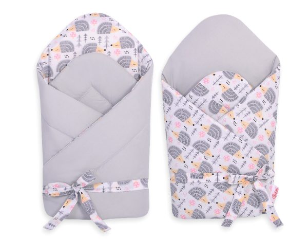 Baby nest 2in1 with stiffening with bow- hedgehogs grey - Image 3